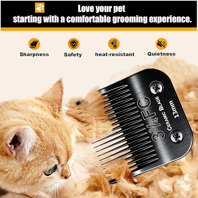 3PCS 3FC Dog Grooming Blades Replacement Compatible with Andis Dog Clippers