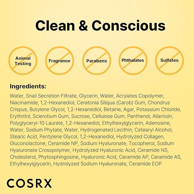 COSRX Advanced Snail Mucin Glass Glow Hydrogel Face Masks Skincare 3 EA