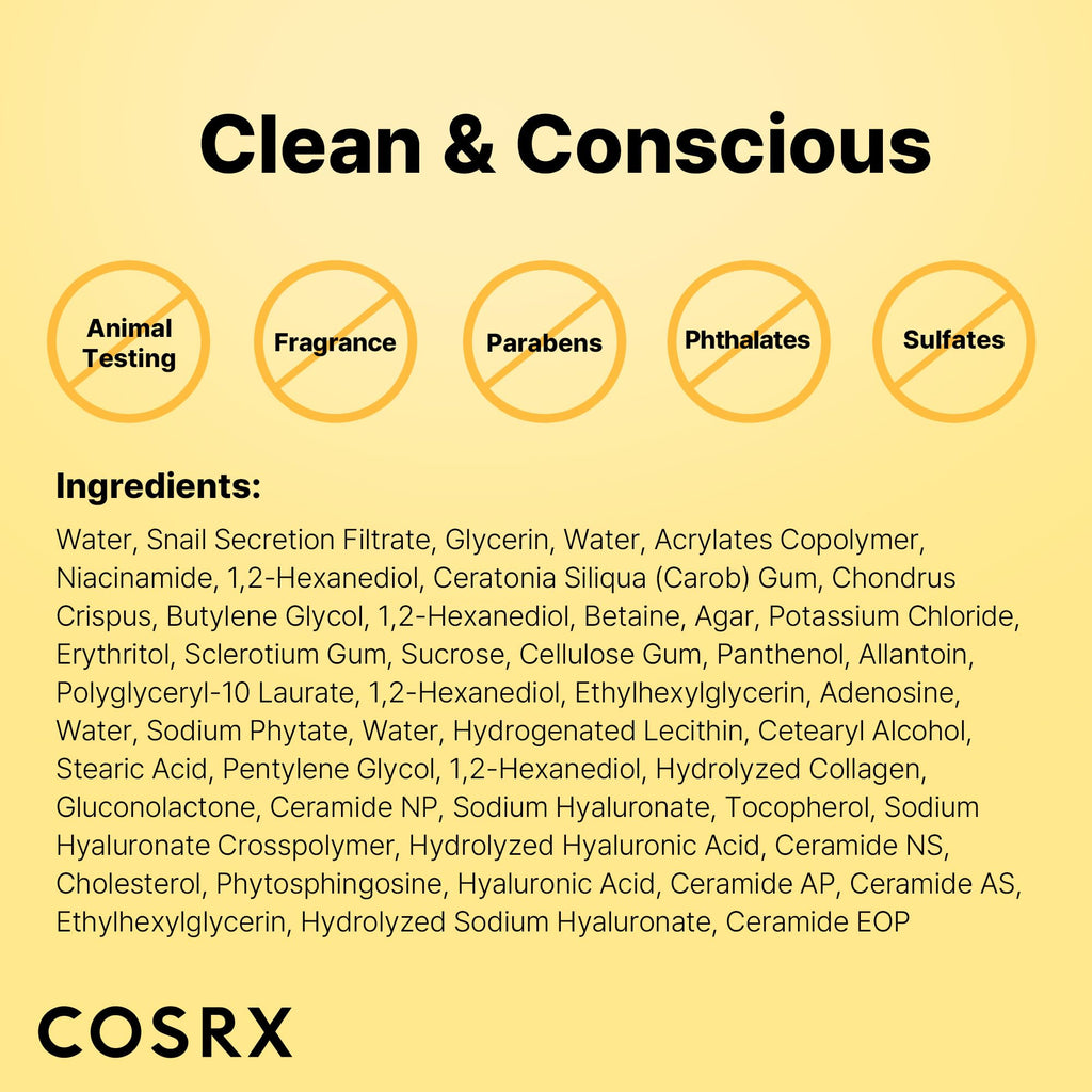 COSRX Advanced Snail Mucin Glass Glow Hydrogel Face Masks Skincare 3 EA