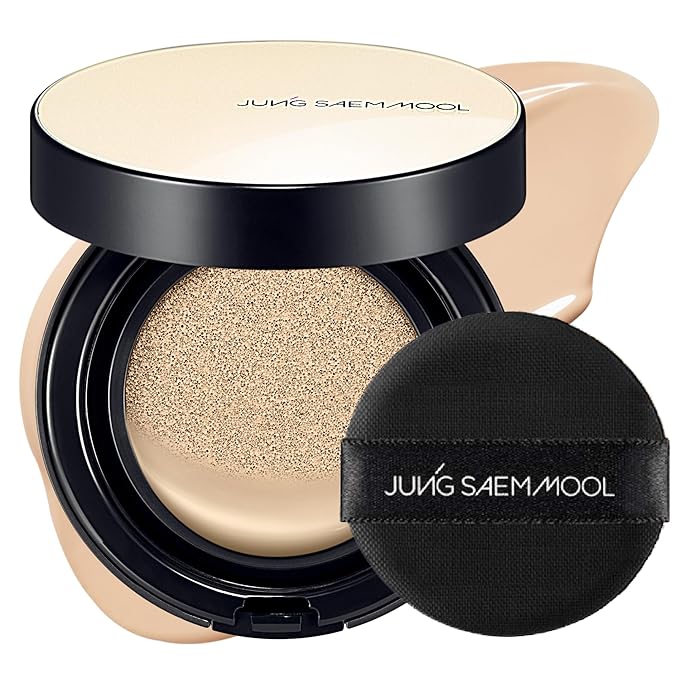 JUNG SAEM MOOL Essential Skin Nuder Cushion | Natural Finish, Buildable Coverage Cushion Foundation by Korean Makeup Artist (Refill Not Included, 0.49 Fl Oz, SPF 50),19N N-Light