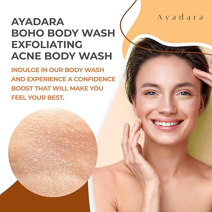 AYADARA Boho Body Acne Body Wash, 8oz, Back Acne, Body Wash With Hydrating Aloe Vera that Hydrates Skin, Wash for Sensitive Skin Men and Women, 50+ Uses