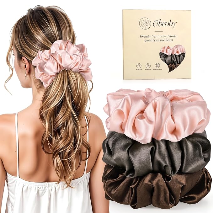 3 Pack Sleepy Hair Tie for Women Girls, Large Pillow Satin Scrunchies