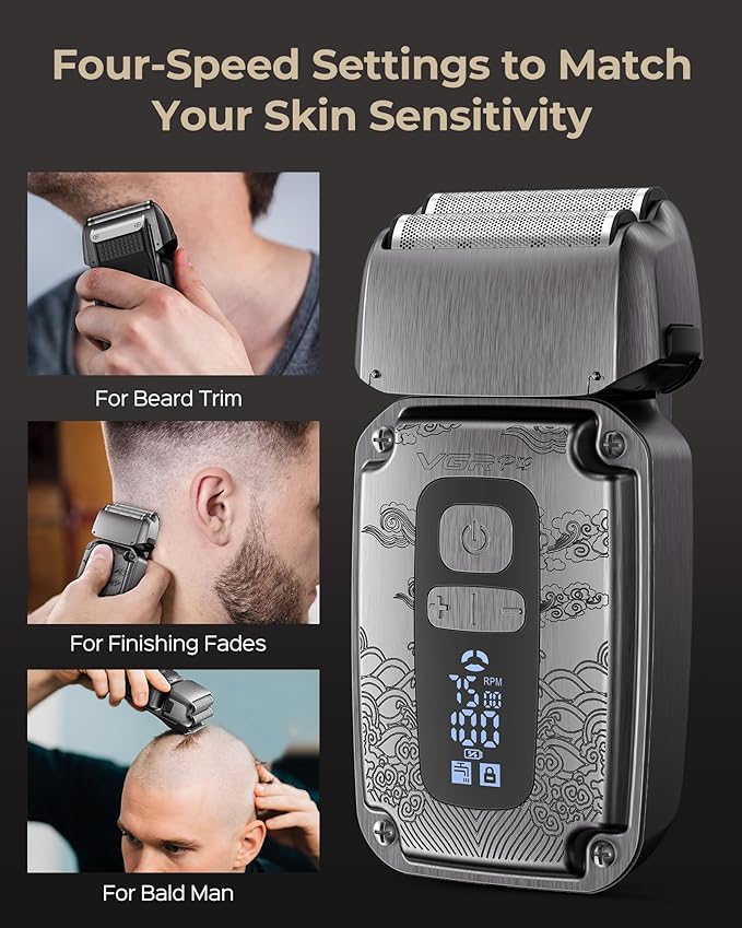VGRPRO Foil Shaver for Men, Waterproof Cordless Electric Razor