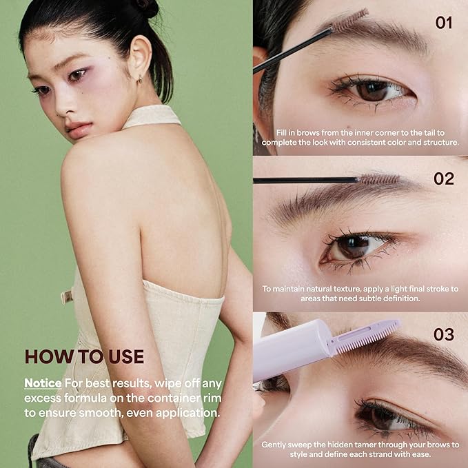 ENTROPY MAKEUP Tough Brow Finisher, 2-In-1 Brow Tint Mascara with Built-In Comb, Skinny Brush, Long-Lasting, Lightweight, Natural Hold and Soft Tint, Mocha Mousse