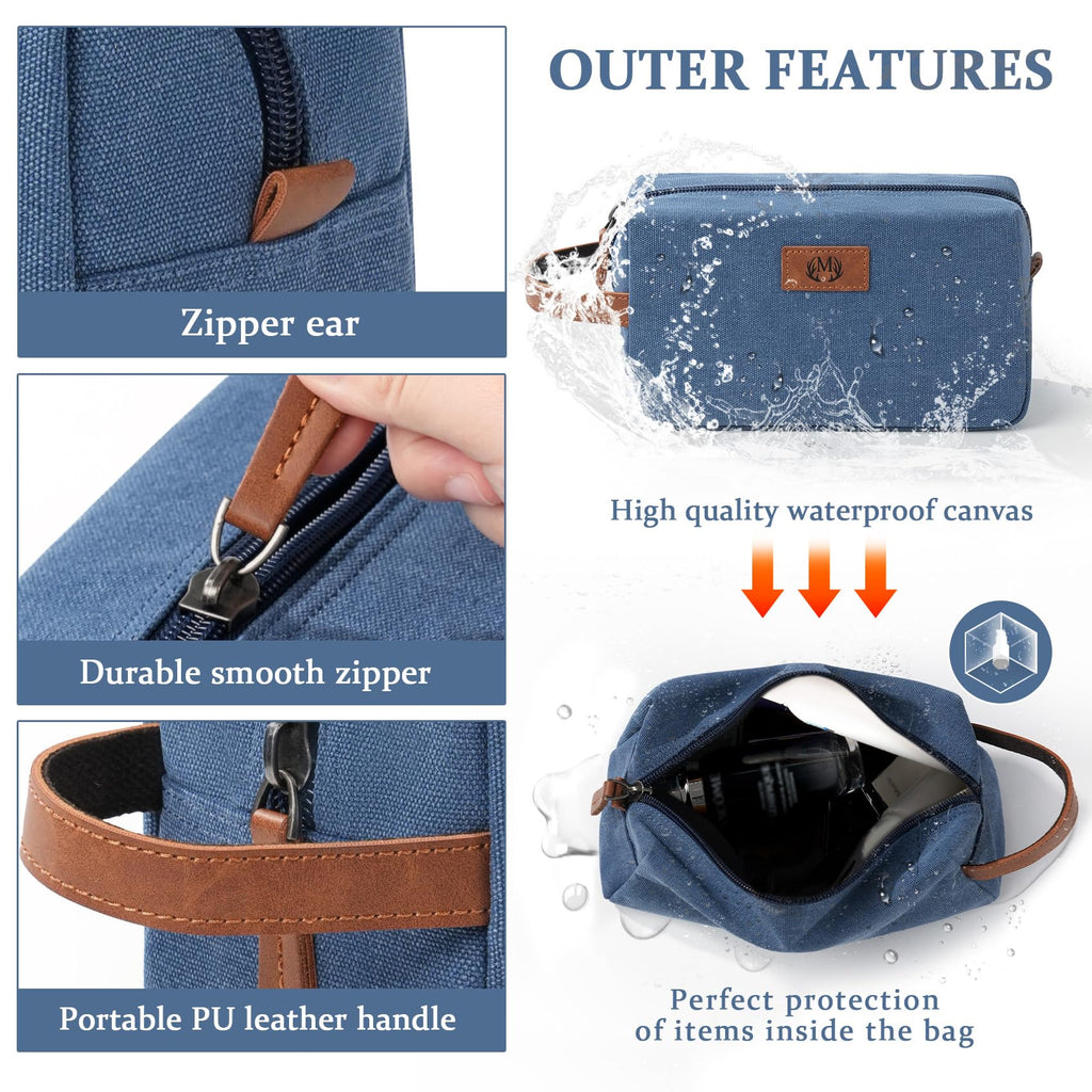 Travel Essentials Canvas Toiletry Makeup Bag Dopp Kit Blue (Initial N)
