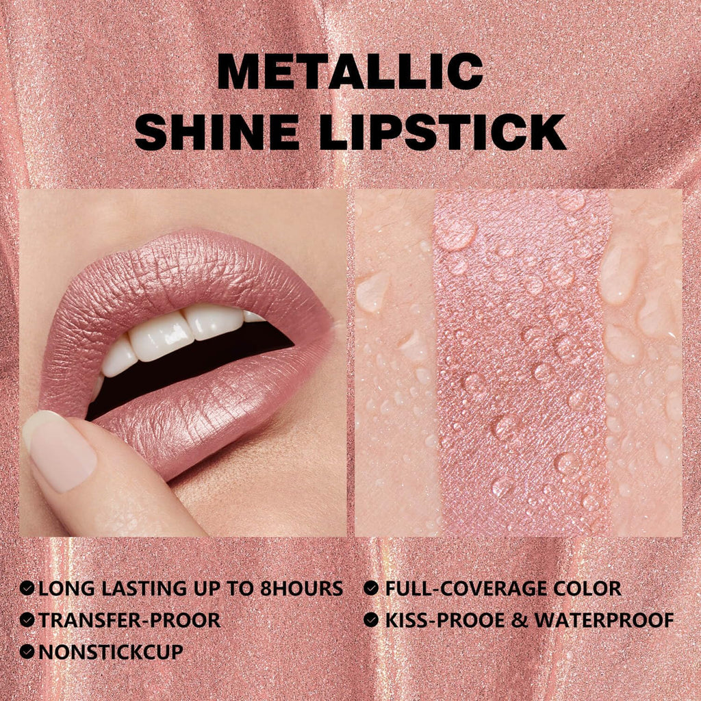 ilembane Nude Pink Metallic Liquid Lipstick Shimmer Long Wear - Sweet Hope