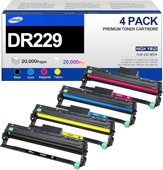 TN229XL TN229 Toner 4 Pack Compatible with Brother MFC-L3780CDW MFC-L3720CDW HL-L3280CDW HL-L3220CDW HL-L3295CDW, TN229XL