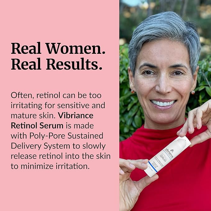 Vibriance Retinol Serum for Face - Reduces Appearance of Deep Wrinkles and Large Pores, Enhances Tone, Improves Complexion - Sensitive, Mature Skin Night Cream - 1 fl oz
