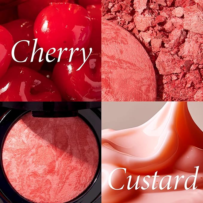 LAURA GELLER NEW YORK Baked Blush-n-Brighten for Mature Skin - 04 Cherry Custard - Powder Blush Won't Settle into Fine Lines - Buildable Natural Finish – Longlasting Formula - Made in Italy