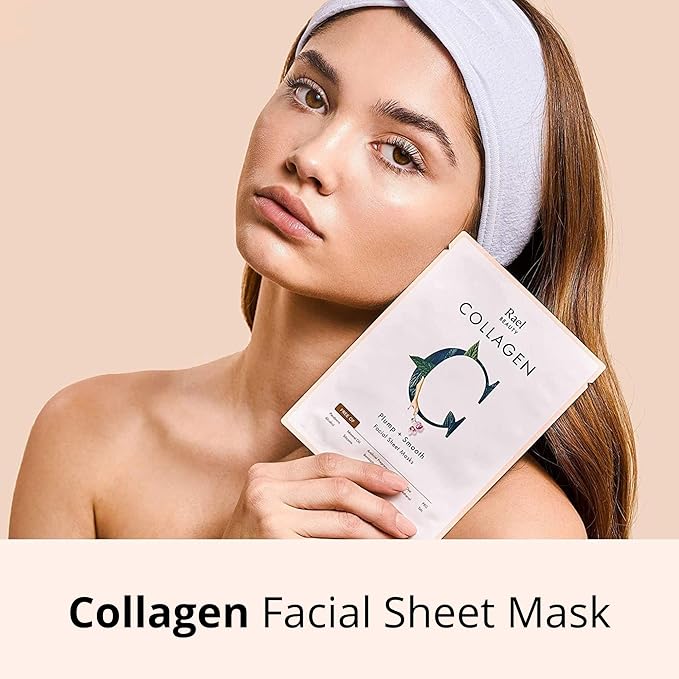 Rael Bamboo Face Sheet Masks, Daily Hydration Skincare (Collagen, 5 Ct)
