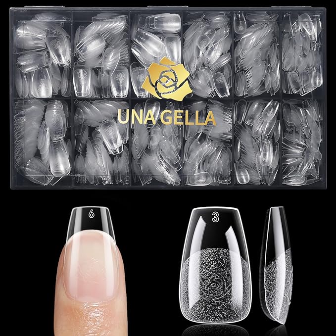UNA GELLA 600Pcs Short Coffin Nail Tips, Short Coffin Press On Nails