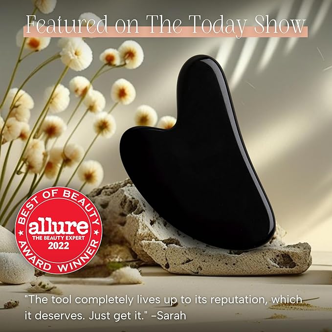 Mount Lai -The Black Obsidian Gua Sha Facial Lifting Tool | Face Sculpting Tool for Skin Care | Guasha Tool for Face and Body | Facial Massage Tools to Relieve Muscle Tension and Reduce Puffiness