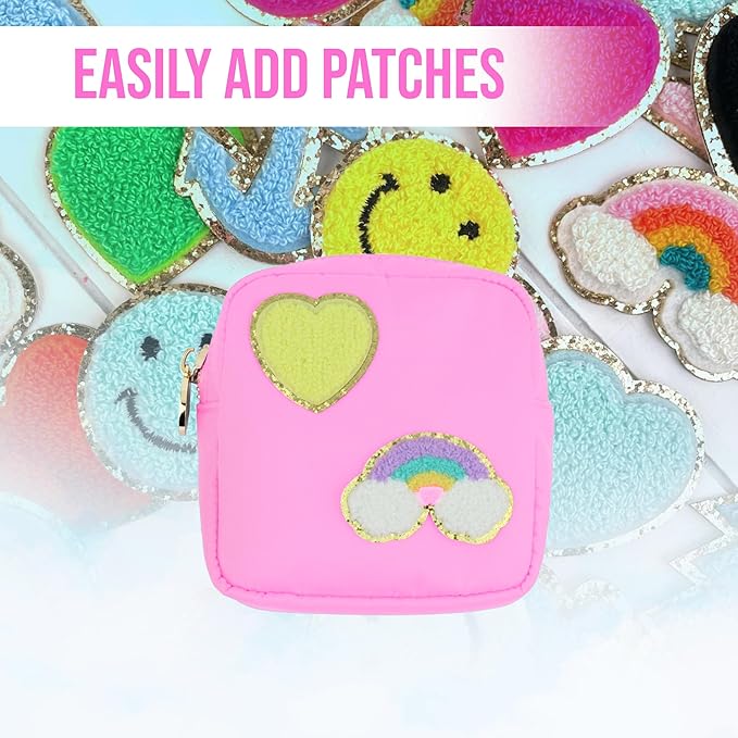 DANCOUR Small Makeup Bag for Purse Mini Cosmetic Pouch Travel Organizer Pink Makeup Pouch Lightweight Toiletry Bag Light Pink