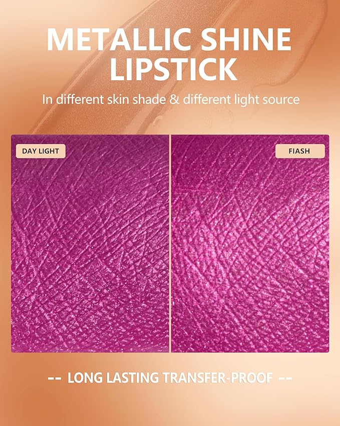 MAKI YIKA Hot Pink Lipstick for Women Metallic Liquid Lipsticks Long Lasting