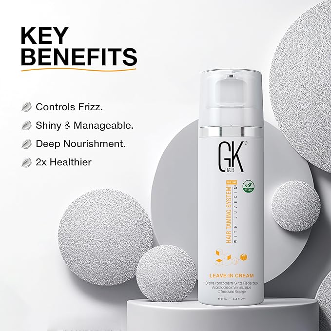 GK HAIR Keratin Leave-In Conditioner for Dry Damaged Hair, 4.4 oz — Frizz Control, Smoothing, Moisturizing & Heat Protection for Color-Treated Hair