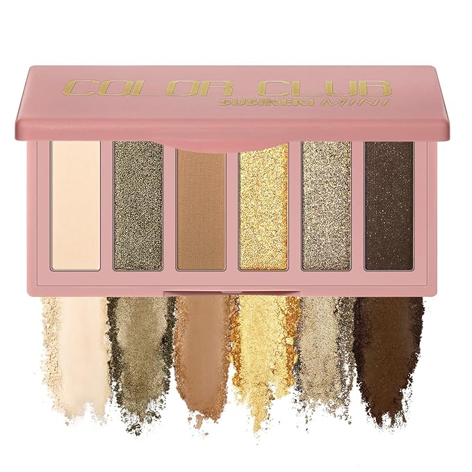 SUSIKEKI Neutral Nude Matte & Shimmer Eyeshadow Palette with Brush - 6 Colors Mini Travel Size, Highly Pigmented Olive-colored Tone Eye shadow, Long Lasting Vegan Makeup Palette for Daily Use 04