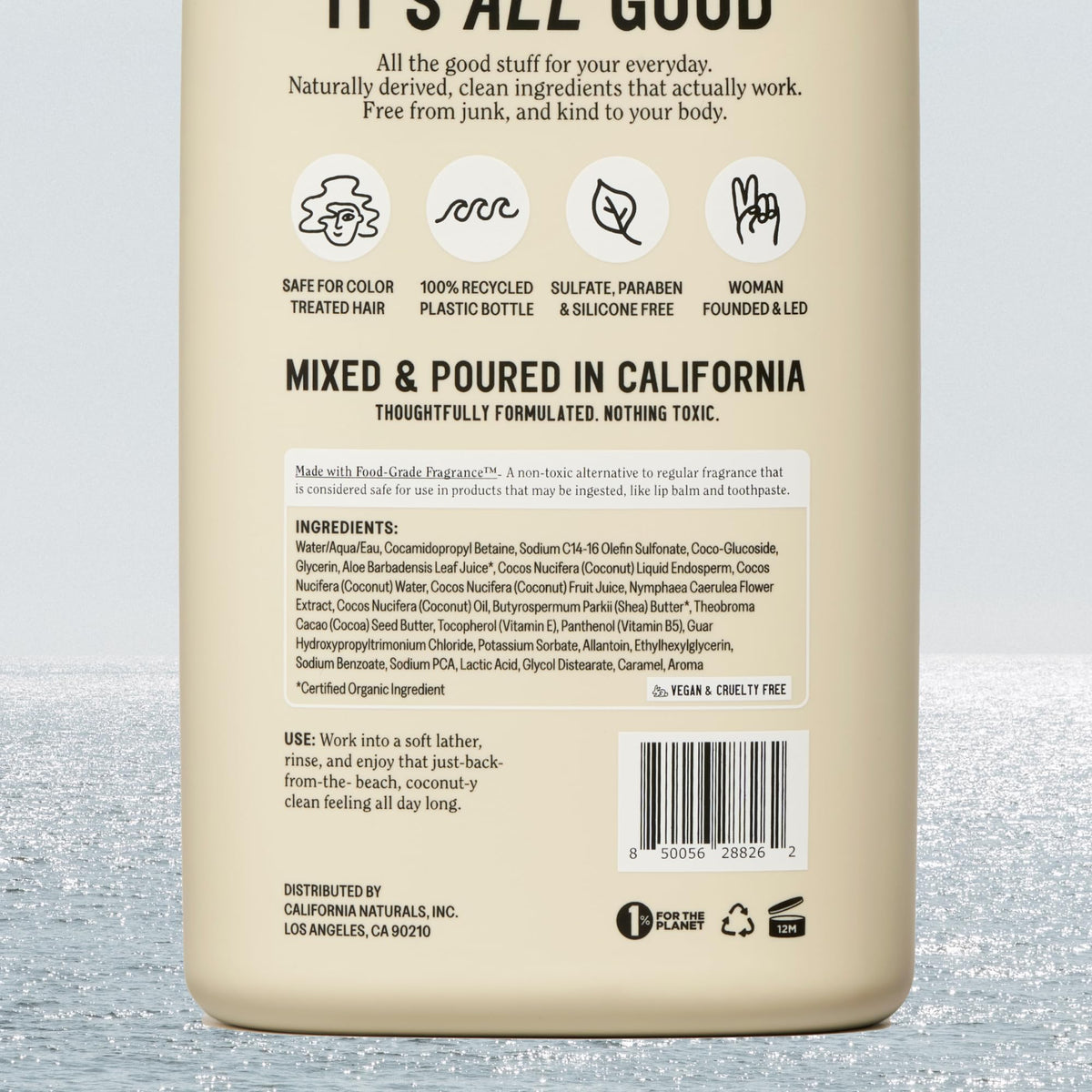 California Naturals Body Wash for Women and Men, Vitamin E Shower Gel Cleanser, Natural, Vegan & Cruelty Free, Paraben & Sulfate Free, Moisturizing Skin, Coconut, All Skin Types, 16.5 fl oz