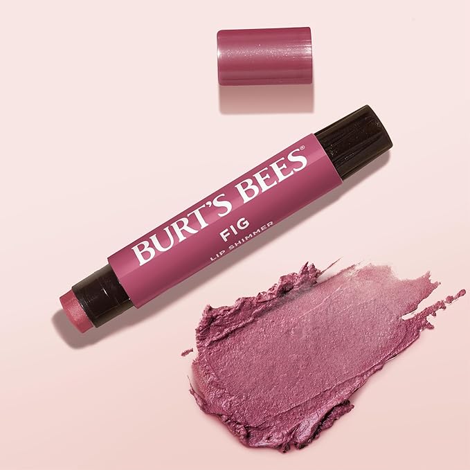 Burt's Bees Shimmer Lip Tint Set, Mothers Day Gifts, Tinted Lip Balm Stick, Moisturizing for All Day Hydration with Natural Origin Glowy Pigmented Finish & Buildable Color, Fig (4-Pack)