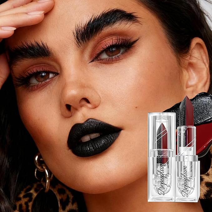 Depuplum Black Lipstick Glitter Red Lipstick Ombre Lips Dual Tone