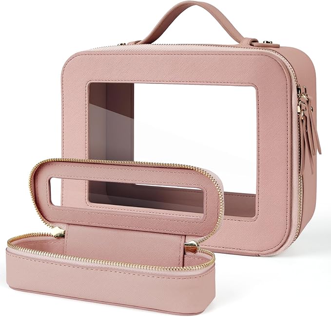 FASAOH Clear Makeup Bag with Mini Cosmetic Bags,Travel Toiletry Bag for Women,Portable Cosmetic Bag Case, Transparent Waterproof Cosmetic Organizer Storage Bag for Women Men