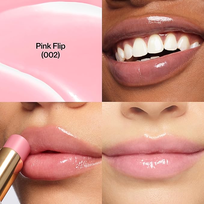 REVLON Super Lustrous Glass Shine Balm, Hydrating Tinted Lipstick, Sheer, Glossy Shiny Finish, 002 Pink Flip, 0.11 oz