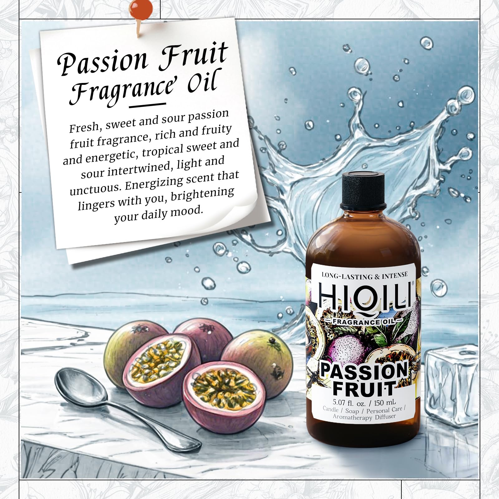 HIQILI Passion Fruit Fragrance Oil for Candle, Soap Making & Diffuser