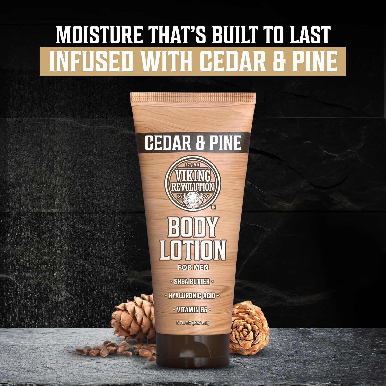 Viking Revolution Cedar and Pine Body Lotion for Men – Mens Lotion for Dry Skin with Shea Butter, Hyaluronic Acid and Vitamin B5, Nourishing Mens Body Lotion for Hydrated and Smooth Skin (8oz, 1 Pack)