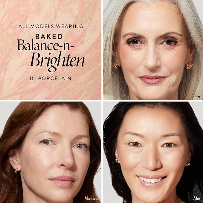 LAURA GELLER NEW YORK Award-Winning Baked Balance-n-Brighten Color Correcting, Travel Size, Powder Foundation – Porcelain – Handmade in Italy – Buildable, Matte Finish – For Mature Skin