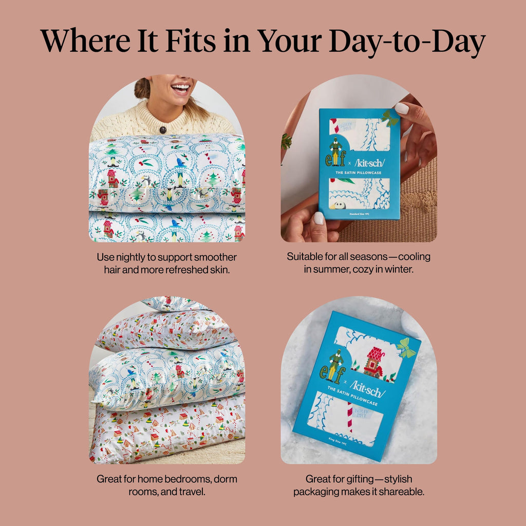 Kitsch x Elf North Pole Satin Pillowcase - Standard Size 19x26