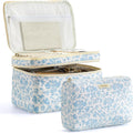 HBselect 2Pcs Travel Makeup Bag Large Quilted Cosmetic Bag Make up Bag