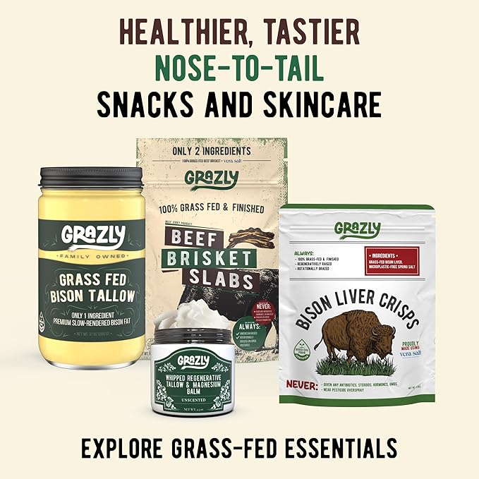 Grazly Whipped Beef Tallow for Skin - Unscented, 2.5 oz