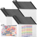 YOPCDJ 60pcs Large Mesh Zipper Pouch File Bags Reusable Zippered Pouches for Organizing Classroom, Board Game Storage, Puzzle Bags Black