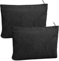 FITDON 2PCS Cosmetic Bags for Women Makeup Bag for Purse Small Corduroy Makeup Pouch Travel Make Up Bag with Zipper Toiletry Bag Organizer, Black
