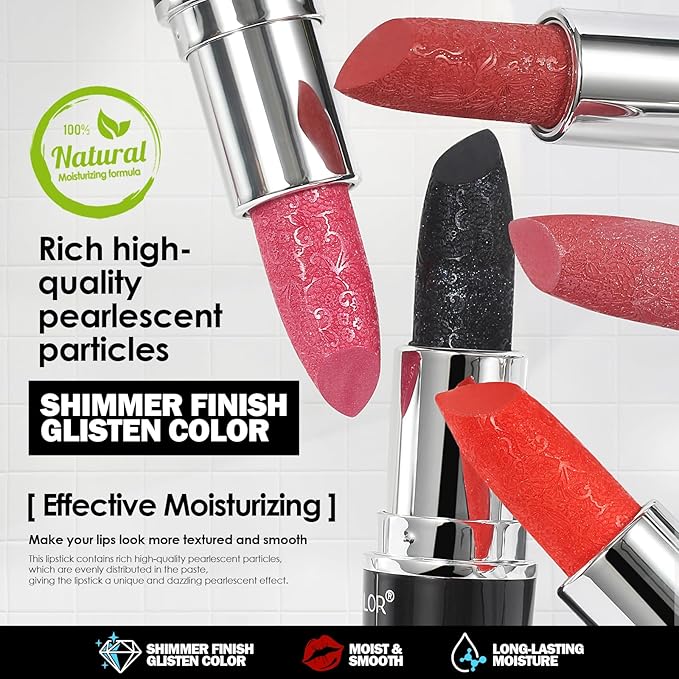 Anglicolor Glitter Shimmer Pink Lipstick,Diamond High Shine Finish,Moisturizing Creamy Formula Smooth and Non-Sticky,Sparkle Rose Lipstick For Women,For Bar Nights Party (04 BLUSH WINES, 4g)