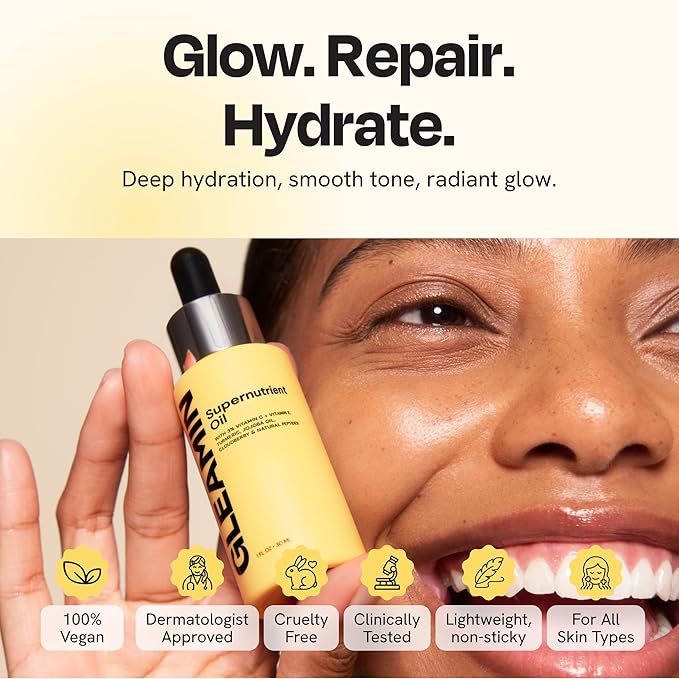 Gleamin Supernutrient Facial Oil, 3% Vitamin C with Jojoba Oil, 1 fl oz