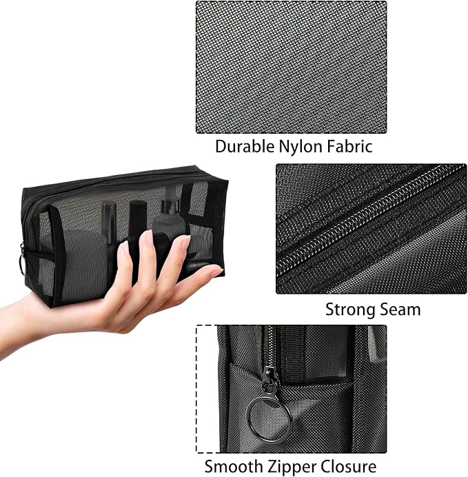 Unoutur 20-Piece Mesh Pouch Set, Portable Mesh Travel Toiletry Bag with Zipper for Makeup Organizer, Home Office, Travel Accessories