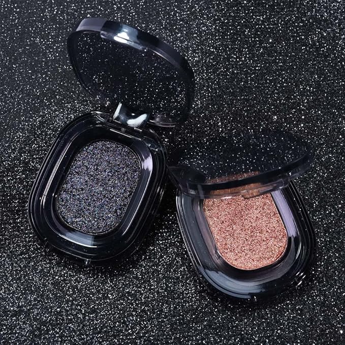FeiCuiYun Black Glitter Eyeshadow Palette Makeup for Women, Glitter Shimmer Metallic Holographic Iridescent Single Monochrome Eyeshadow Halloween Birthday Party Wear Makeup, Sombras Crema Para Ojos