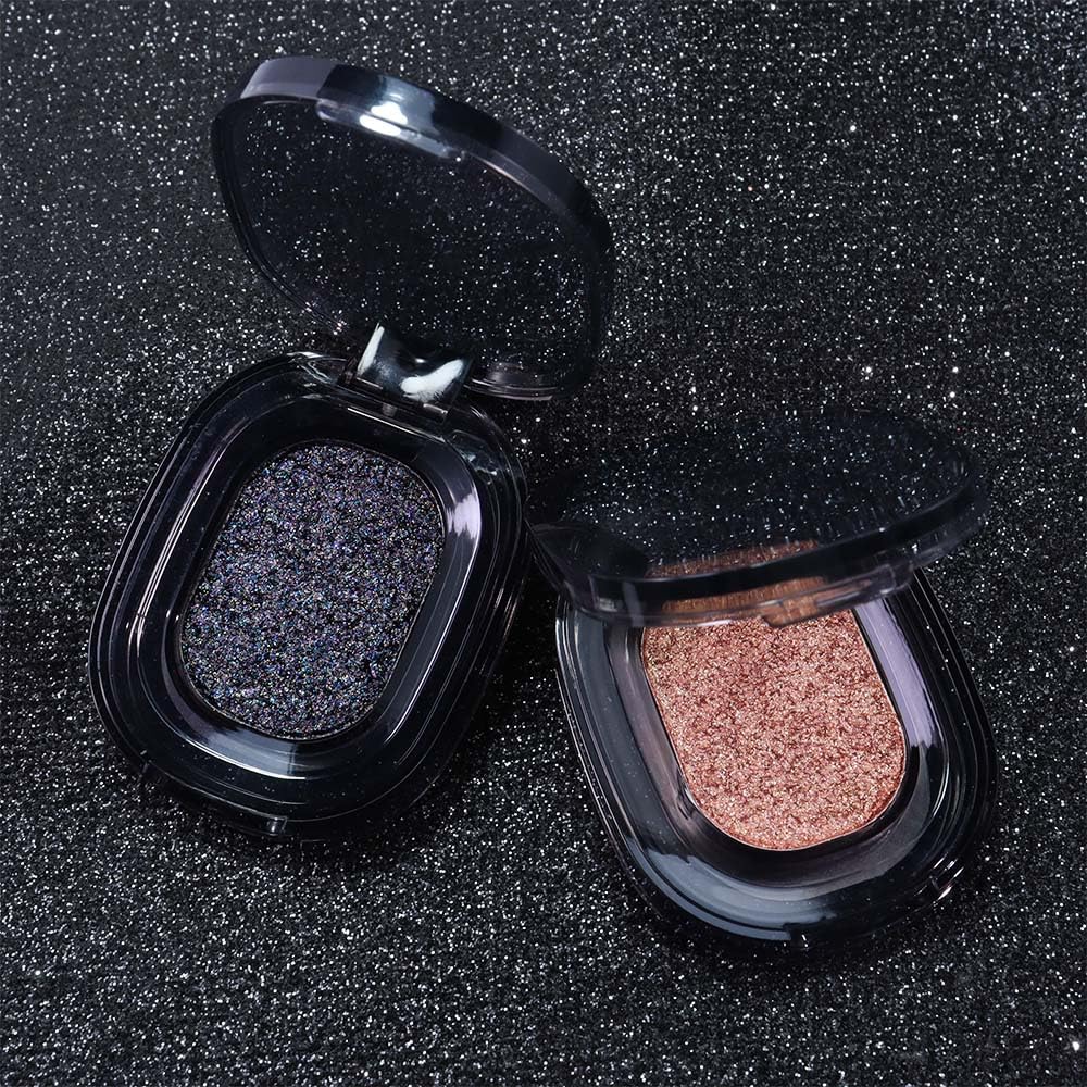 FeiCuiYun Black Glitter Eyeshadow Palette Makeup for Women, Glitter Shimmer Metallic Holographic Iridescent Single Monochrome Eyeshadow Halloween Birthday Party Wear Makeup, Sombras Crema Para Ojos