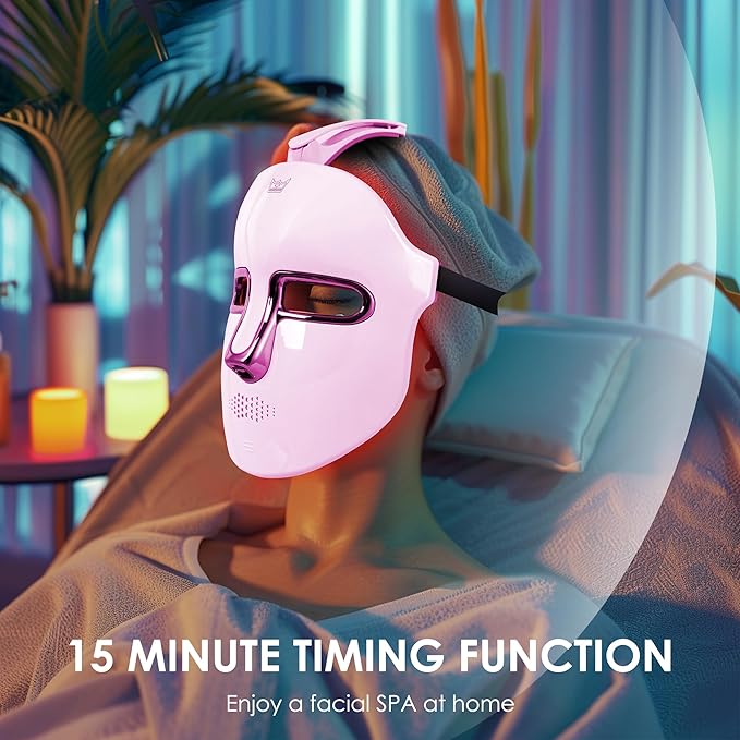 JAY SAREES Red-Light-Therapy-for-Face, 7-1 Colors Led Face Mask Light Therapy, Facial Skin Care Mask (White)
