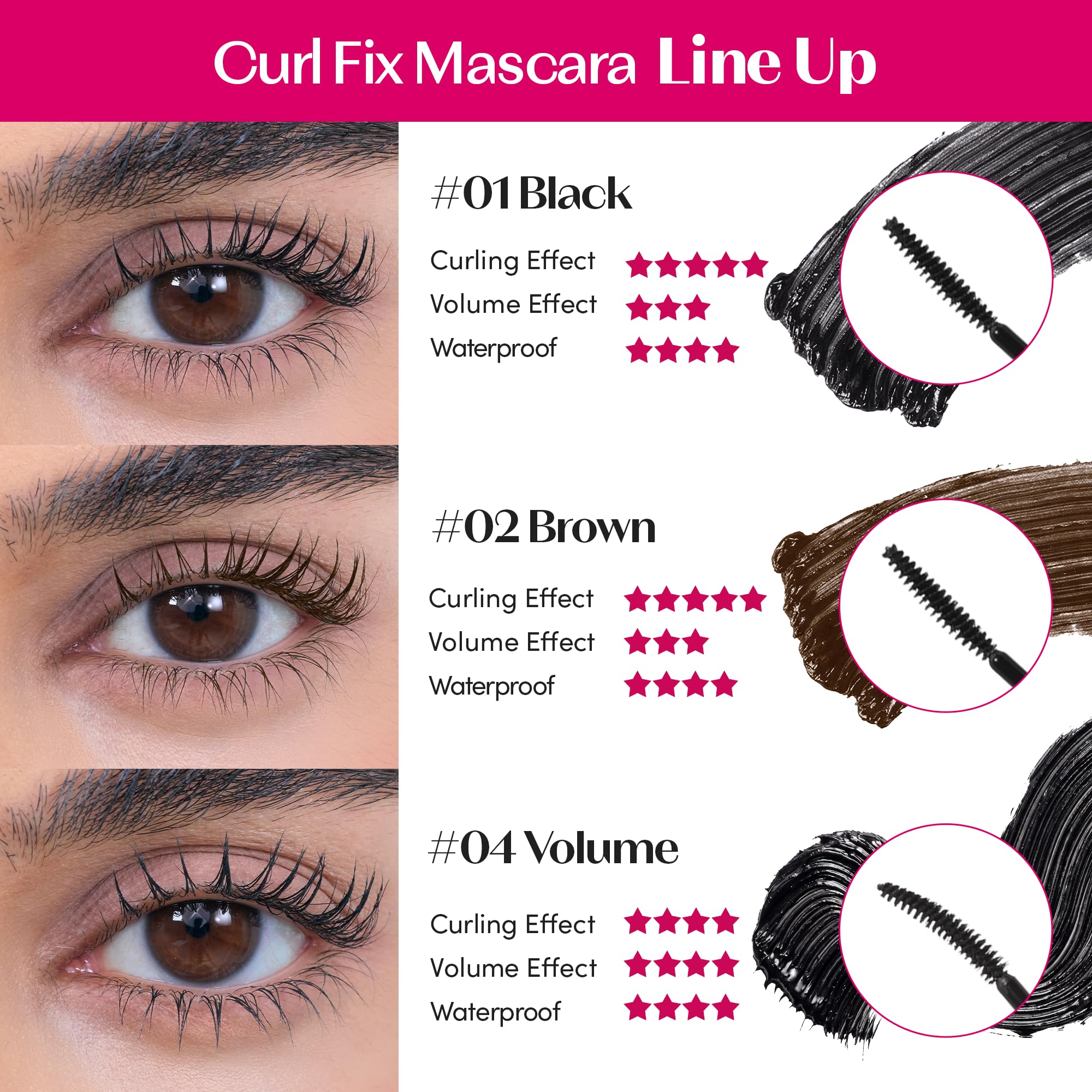 ETUDE Curl Fix Mascara, Lash Mascara, Strong Curl Up, Long-Lasting, Waterproof, Light-Weight, Korean Makeup, Beauty, Vegan Certified, Volume (0.27 Fl Oz)