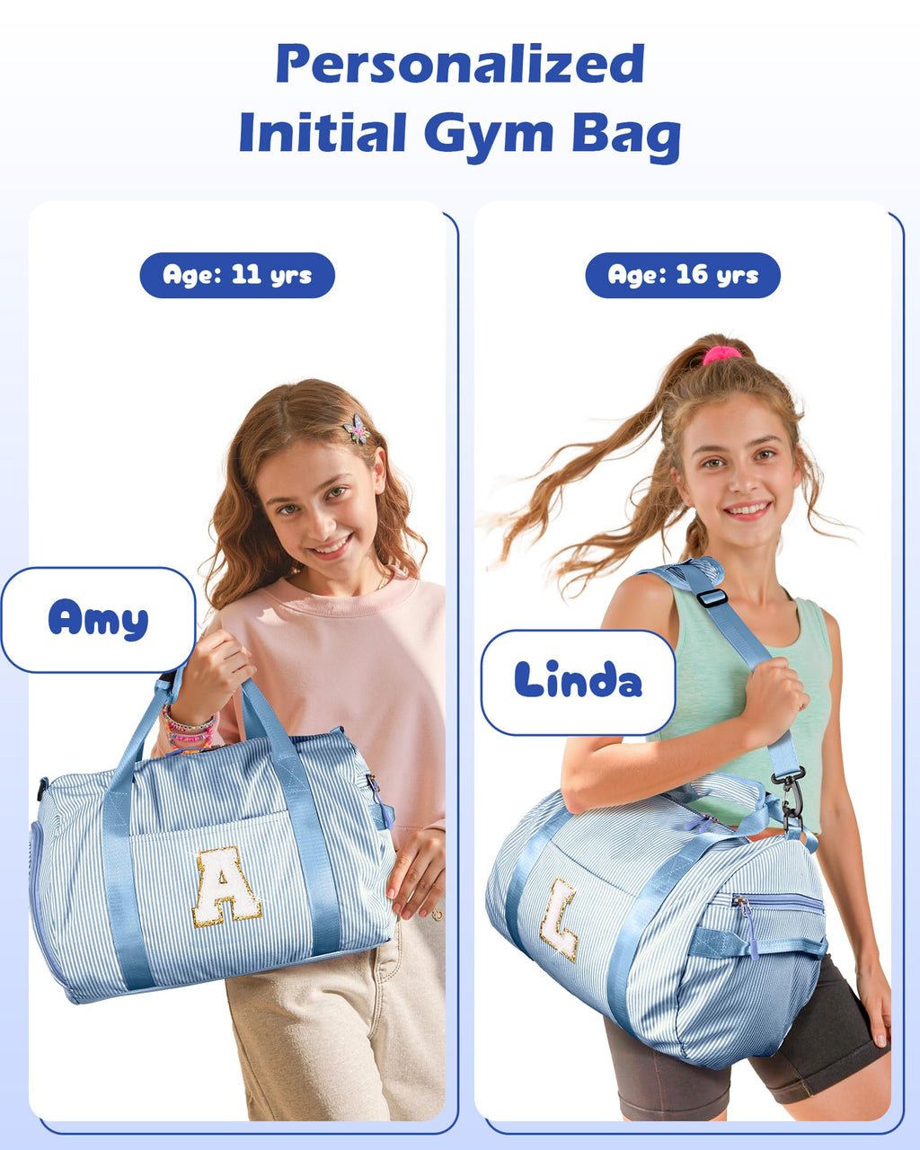 Vogewood Birthday Gift for Daughter, Girls Travel Duffle Bag, Initial Gift