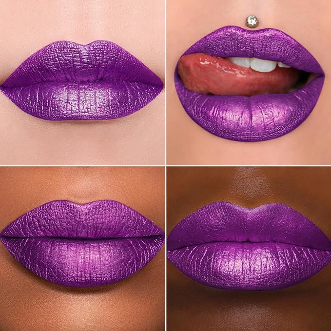 MAKI YIKA Purple Lipstick Liquid for Women Metallic Lipsticks Long Lasting