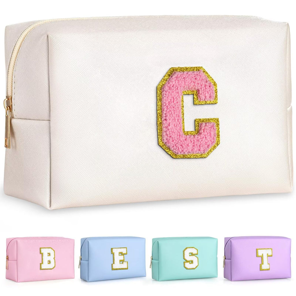 TOPEAST Airplane Travel Essentials - Travel Makeup Bag, Travel Essentials for Women White Small Makeup Bag Travel Cosmetic Bags for Women Travel Toiletry Bag (Pearly White C)
