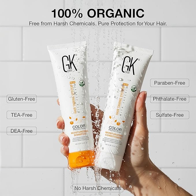 GK HAIR Travel Size Shampoo Conditioner set | Curly Hair Shampoo & Conditioner For Color Protection | Made with Aloe vera, Parki Butter | Free of Parabens Phthalates Sulfate Free 3.4 Fl Oz