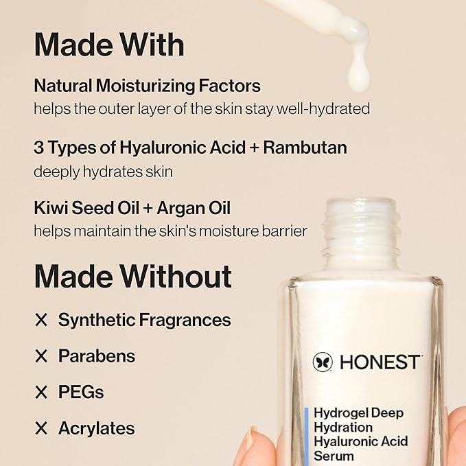 Honest Beauty Hydrogel Deep Hydration Hyaluronic Acid Serum, 1 fl oz