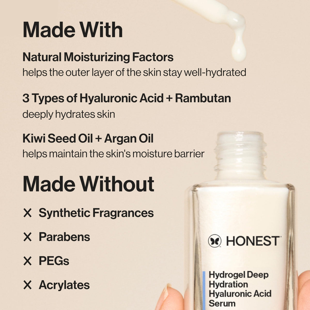 Honest Beauty Hydrogel Deep Hydration Hyaluronic Acid Serum, 1 fl oz