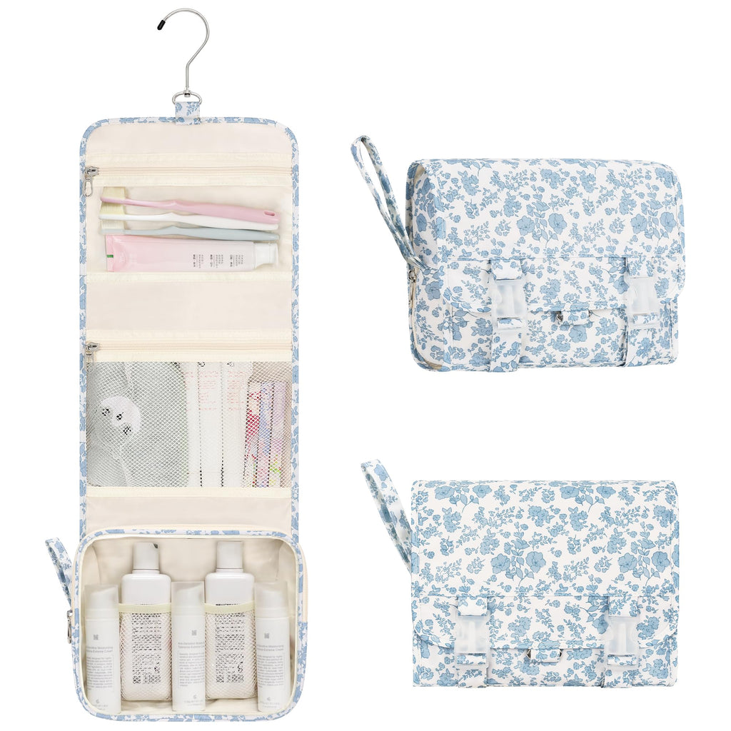 Relavel Small Hanging Toiletry Bag for Women, Floral Hanging Organizer