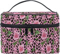 MNSRUU Makeup Bag, Roses On Pink Leopard Travel Makeup Organizer Bag Cosmetic Cases Toiletry Bags for Girl Women Ladies