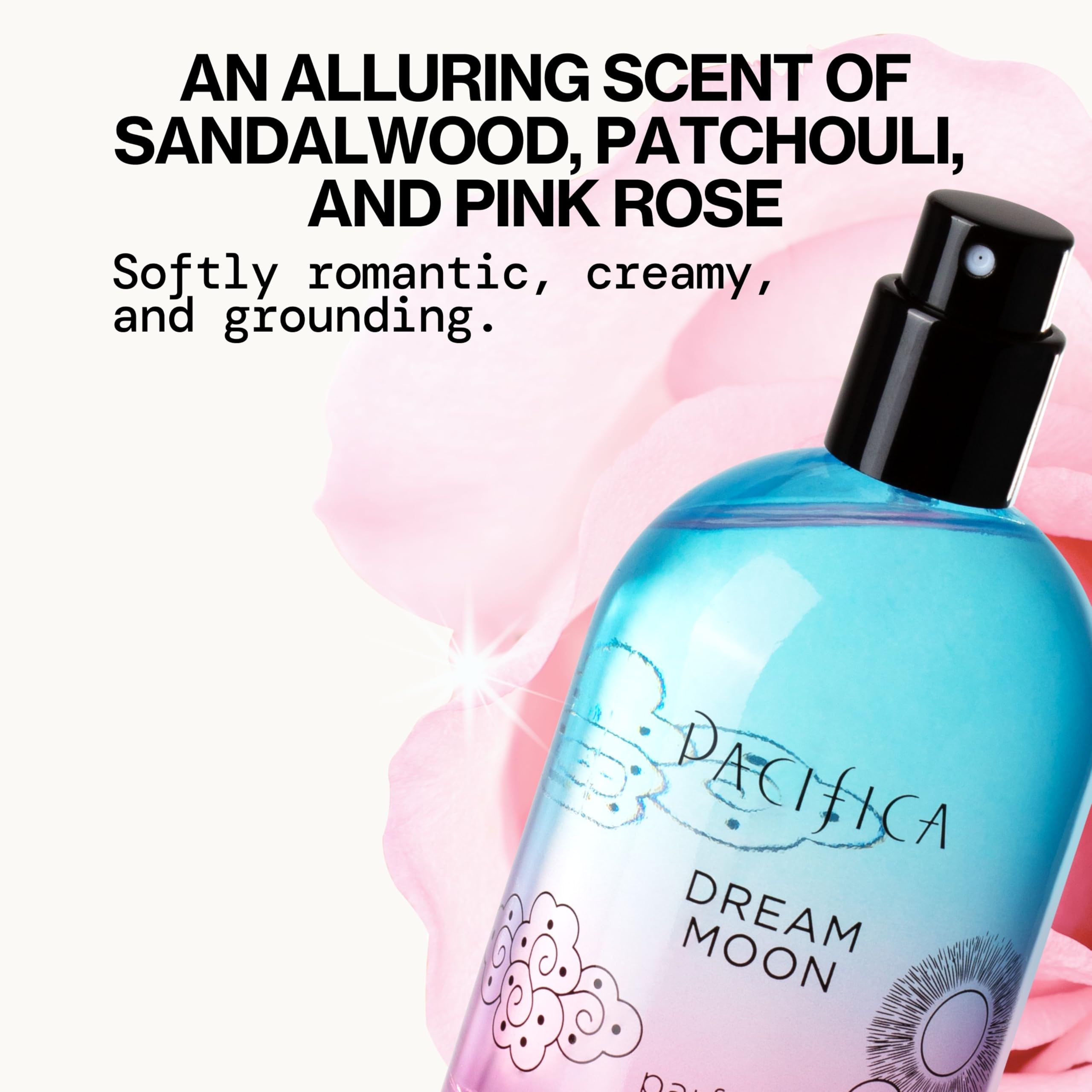 Pacifica Dream Moon Spray Perfume 2 fl oz – Bergamot, Pink Rose, Vanilla, Sandalwood & Patchouli – Clean, Vegan & Cruelty-Free Natural Perfume