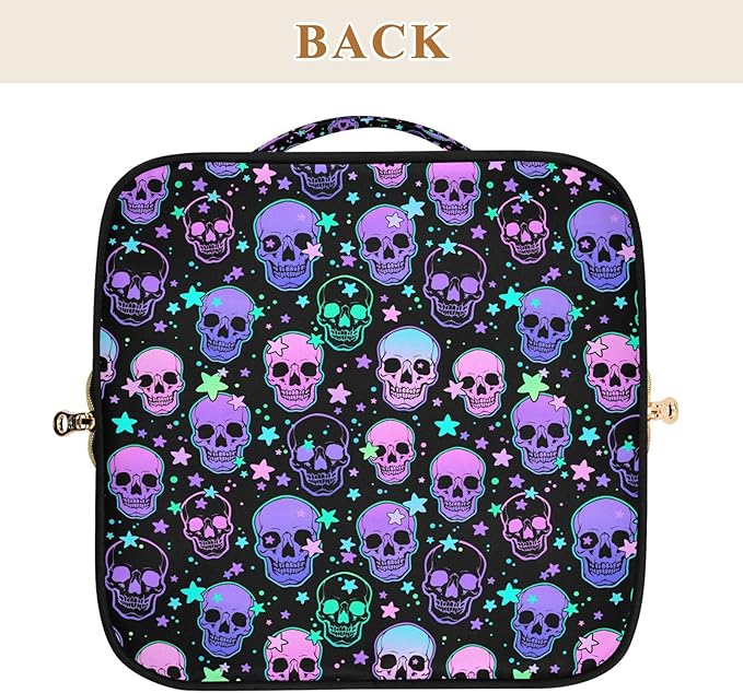 MNSRUU Makeup Organizer Bag, Stars Purple Skulls Travel Makeup Bags Makeup Vanity Case Large Capacity Rhombus Cosmetic Toiletry Bag for Girl Women Ladies